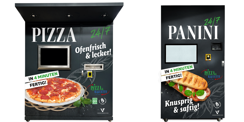 distributeur automatique pizzas, distributeur paninis, distributeur frites